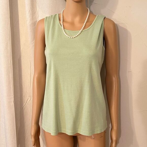 Fenini Women's Size Small Green Cotton Tank and Long Sleeve Button up Top Set - Picture 5 of 15